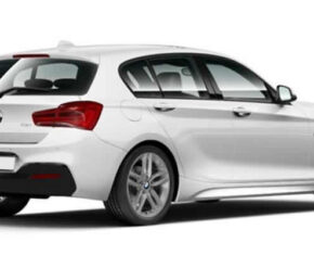 Rear and side view of White BMW 1 Series - available for bad credit car lease from CVS Ltd