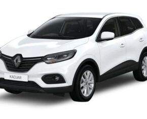 Front and side view of the Renault Kadjar which is available for bad credit car lease