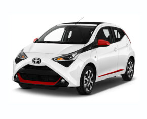 Front view of the Toyota Aygo which is available for bad credit car lease