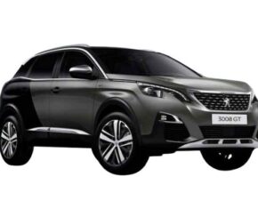Front and side view of the Peugeot 3008 which is available for bad credit car lease