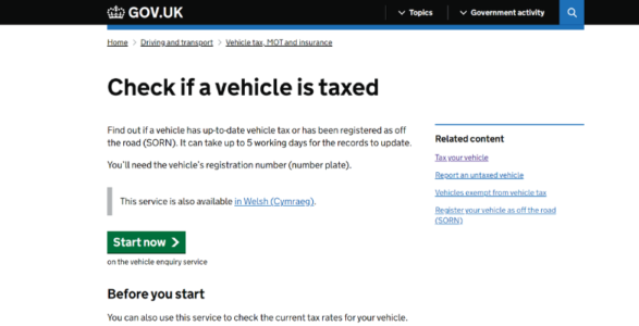 Blog header Check if Vehicle taxed